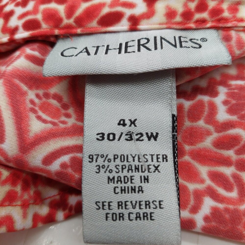 Catherines Shirt Size 4x Orange White Short Sleeves Blouse Size 30/32 - Picture 3 of 8